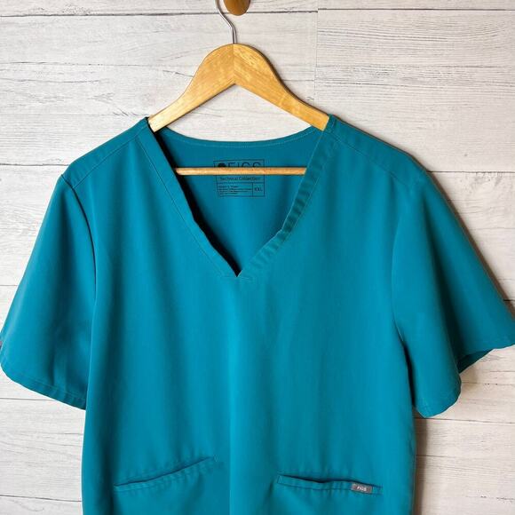 Figs Top Womens Size XXL Pacific Blue Teal Technical Collection Casma Scrub - Picture 9 of 16